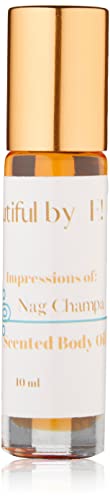 Beautiful By E! Nag Champa Scented Body Oil (Unisex) .3 Fl Oz Rollerball Clean Fragrance Perfume Oil- Alcohol-Free | Vegan + Cruelty Free | Phthalate/Paraben-Free | Travel Size #TOP5