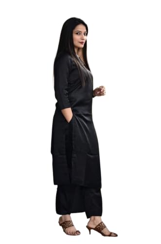 Image of ANILINE Women's Rayon Solid plain v neck kurta Trouser /Pant set