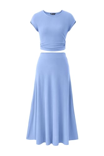 PRETTYGARDEN Two Piece Skirt Set for Women 2025 Summer Spring Dressy Casual Knit Travel Vacation Matching Lounge Outfits