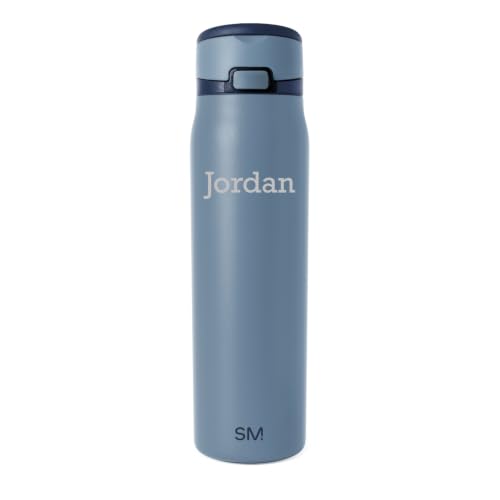 Image of Simple Modern Personalized Water Bottle with Straw | 30oz | Blue | Mesa Loop Insulated Water Bottle with Handle for School, Sports, Travel | Leak Proof, Stainless Steel | Custom, Deep Dune