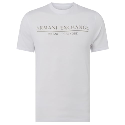 ARMANI EXCHANGE T-shirt pour homme 6HZTLI ZJ9AZ, manches courtes, col rond, Blanc, Medium