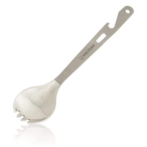 Valtcan Titanium Spork 3-in-1 Fork Spoon Fork Bottle opener Utensil Long Handle Camping Flatware