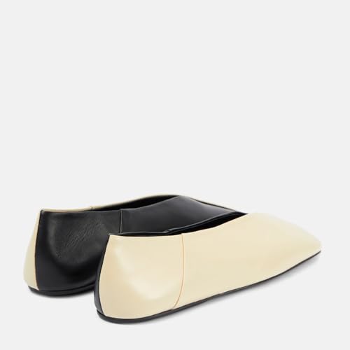 Vertundy Leather Ballet Flats for Women Square Toe Slip On Loafer Shoes Comfortable Dress Work Ballerina Flats for Casual Two-Tone2