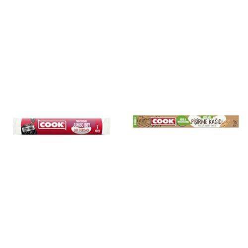 Cook Seti | Profesyonel Çöp Torbası, Jumbo Boy 80 cm x 110 cm x1 + Kesilmiş Doğal Pişirme Kağıdı 37x42 cm, 16'lı x1