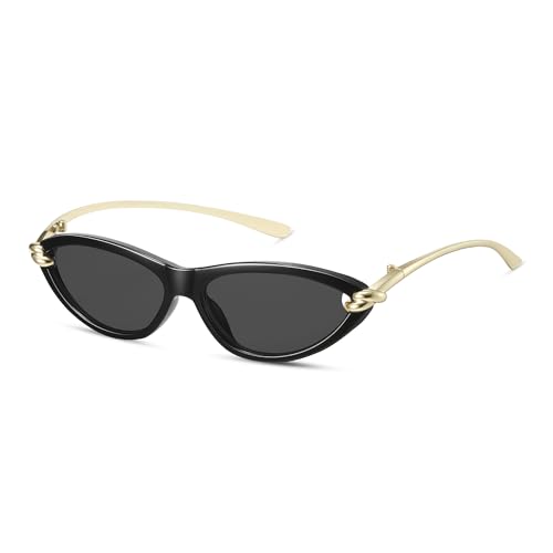 Retro Oval Cat Eye Sunglasses for Women Y2k Small Cateye Sun Glasses Womens Trendy 90s Designer Narrow Shades CS013