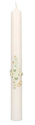 Hochzeitskerze Kreuz Herzen Blumen Ringe Wachsmotiv 40 cm