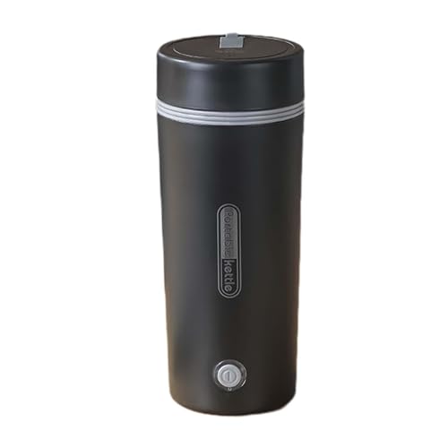 amleso 【日本対応】電気ケトル 電気ポット 小型携帯用湯沸かし器 「急速沸騰・旅行用」 トラベルケトル 110V 300W急速加熱電気温水カップ 電気湯沸かしポット 空焚き防止機能 旅行カップ コーヒー 紅茶に使用 一人用, 黒