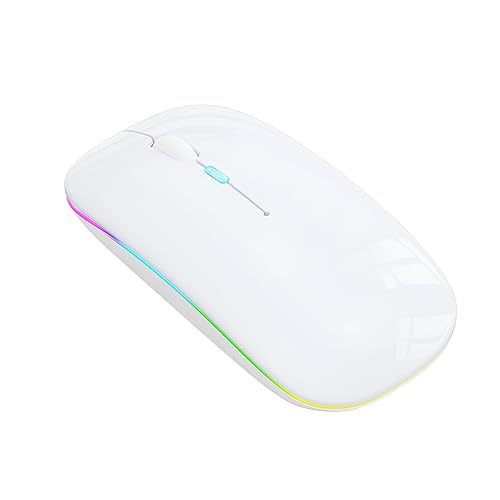 Image of Electro Wolf Wireless Gaming Mouse Lucid 2.4G Wireless + Bluetooth 5.1 Mouse, Slim Rechargeable 500mAh Silent Click RGB LED Wireless Gaming Mouse, DPI Upto 1600 - White