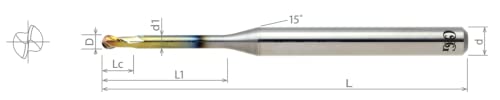 Image of OSG 1.0mm Carbide Ball Nose End Mill (Burr) - DLC Coated - Compatible with VHF Milling Systems - Designed for PEEK, PMMA /Wax & Zirconium Materials (W1604591)