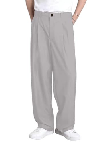 Image of Aahwan Men's Black Regular Fit Mid Rise Solid Pleated Baggy Korean Trousers