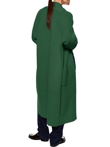 Image of Womens Long Sleeve Maxi Cardigan Open Front Oversized Knitted Sweater Coat Casual Lapel Warm Overcoat with Pockets