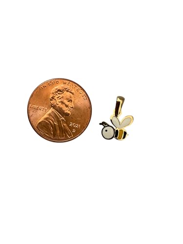 14k Yellow Gold Enamel MINI Bumble Bee Charm Pendant2