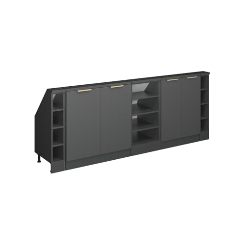 Vicco Conjunto de armarios para Techo Inclinado, Antracita-Oro, 210 cm Lote de 5