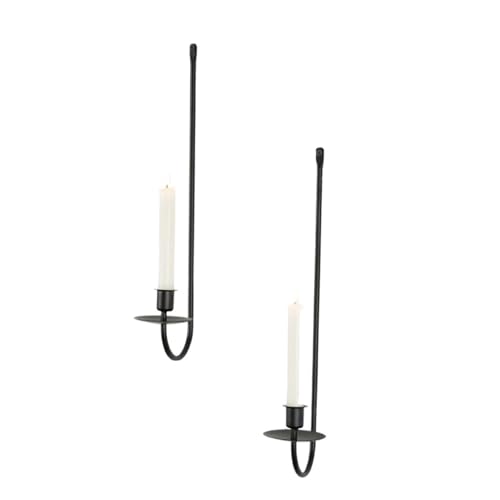 Bougeoirs muraux en L (lot de 2) en métal noir pour décoration d'intérieur moderne