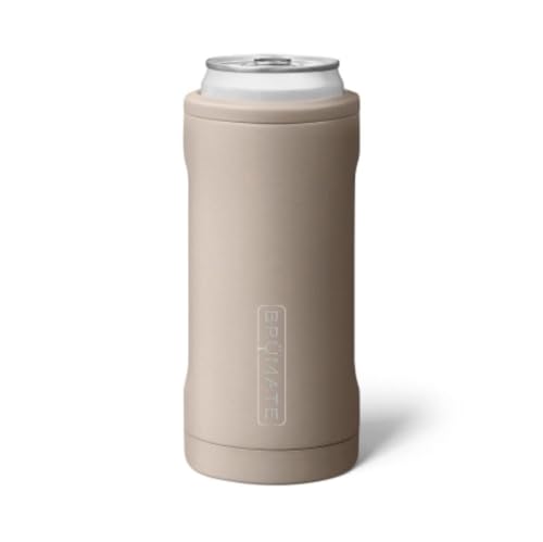 Image of BruMate Hopsulator Slim Can Cooler Insulated for 12oz Slim Cans | Skinny Can Insulated Stainless Steel Drink Holder for Hard Seltzer, Beer, Soda, and Energy Drinks (Mocha)