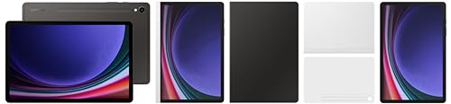 Image of Samsung Galaxy Tab S9 RAM 12 GB, ROM 256 GB, Wi-Fi + 5G Tablet, Gray with S9 Screen Protector, Transparent & S9 Book Cover Keyboard, Black & S9 Notepaper Screen, White & S9 Smart Book Cover, White