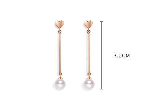 Daesar 18Ct Rose Gold Earrings Women Heart Pearl Earrings Drop Dangle Rose Gold Earrings Wedding #TOP3