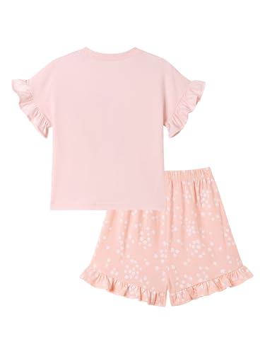 Image of HILEELANG Girls Cotton Short Set Summer 2 Piece Outfit T Shirt Shorts | 100% Cotton, Soft Breathable Fabric, 2 Piece Outfit Set, Elastic Waist, Summer Comfort for Toddler Little Girls