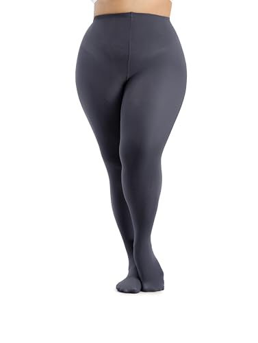 Seidiva Plus Size Tights for Women 80D Semi Opaque Stockings Soft & Elastic Women’s Pantyhose 1XL XXL 3XL 4XL -1Dark Grey-4XL