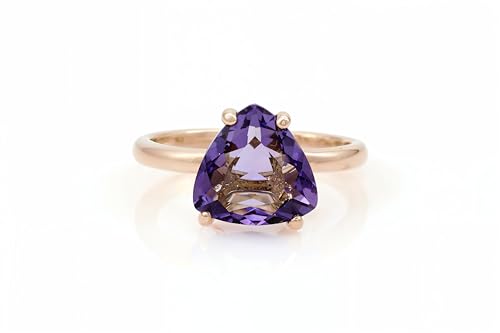 Anneaux en or rose 14k et améthyste de prestige pour femme