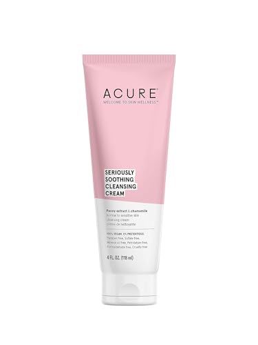 ACURE Seriously Soothing Cleansing Cream | 100% Vegan | For Dry to Sensitive Skin | Peony Extract & Chamomille - Soothes , Hydrates & Cleanses | 4 Fl Oz