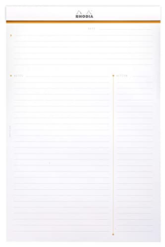 RHODIA 19401C, Stapled Notepad Meeting N°19 White, A4+, Pre-Printed Date/Notes/Action, 80 Detachable Sheets - Image 4