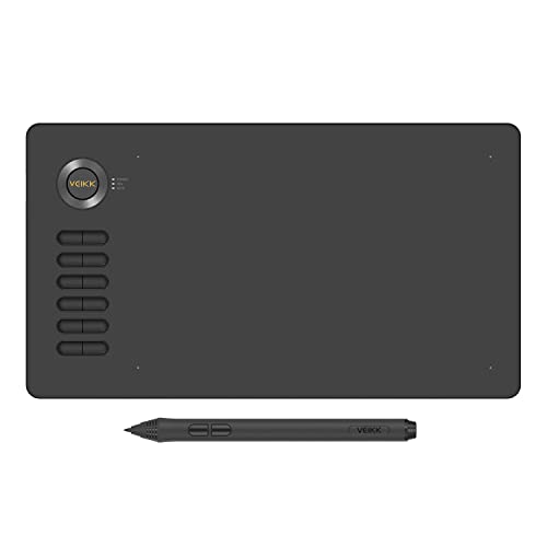 Drawing Tablet, 10X6 Inch Veikk A15 Graphic Tablet,8192 Levels Pressure Battery-Free Pen With Tilt Function, 12 Shortcut Keys,For Drawing,Designing,Teaching Online Classes And Remote Working-Gray #TOP6