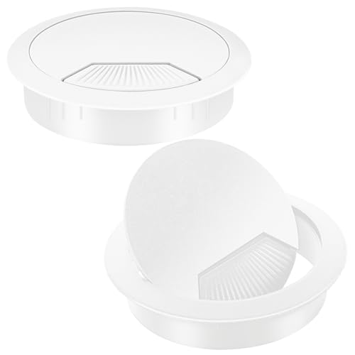 2 Stück Kabeldurchführung Schreibtisch 60mm Weiß Kabeldurchlass Tischdurchführung Kunststoff für Tisch Office Schreibtische