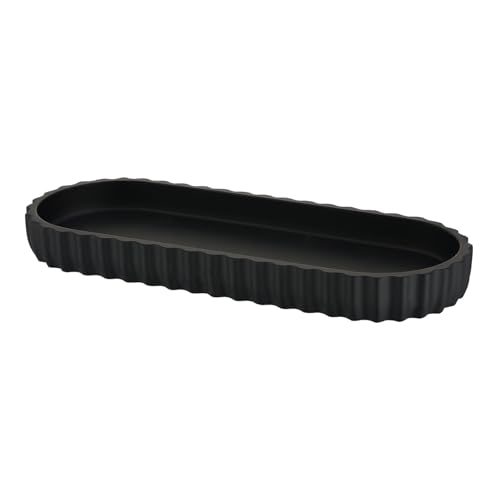 Kmeino Black Bathroom Tray Countertop, Resin Bathroom Vanity Tray for Toilet Bathroom Organizer for Perfume, Makeup, Jewelry, Candle, Key Ring Décor Bathroom Accessories Vanity Storage