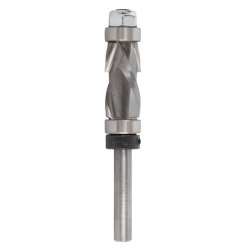 Compressiom Flush Trim Bit, 1/4 Shank Spiral Woodworking Router Bit Top and Bottom Bearing 1 Inch Length 1/2 Diameter