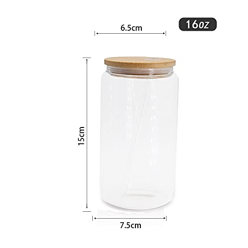 Zreggur 25 Packs Drinking Glasses With Bamboo Lids And Straw,16Oz Can Shaped Sublimation Blanks Tumblers, Beer Glasses, Iced Coffee Glasses, Ideal For Cocktail, Whiskey, Gift #TOP1