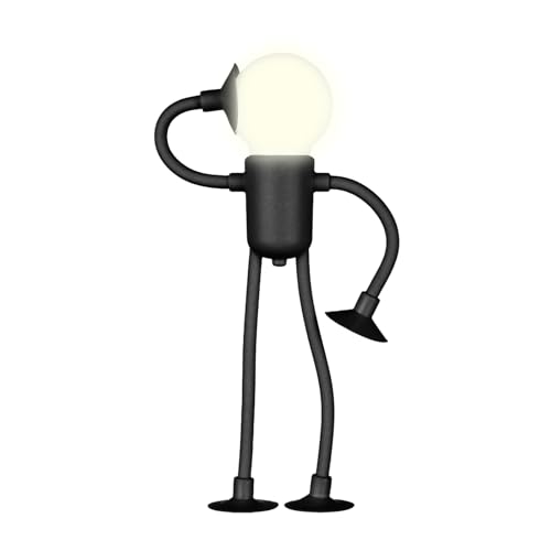Jiwyunlu Veilleuse À Ventouse - Lampe Bonhomme Ampoule Mignonne - Veilleuse De Sport Drôle De Forme Variable Torsion Extensible Convient pour Chambres,...