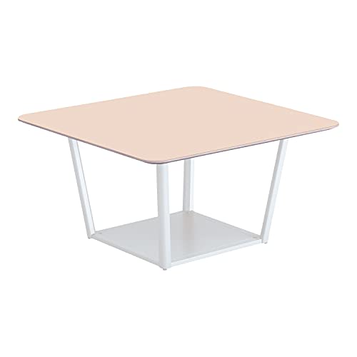 【メーカー配送・設置・組立】コクヨ ミーティングテーブル リージョン 正方形 ボックス脚 ミドルローテーブル 幅120×奥行120×高さ62.4cm リノリウム天板 パウダー 脚ホワイト LT-RG1212MLSAAF85