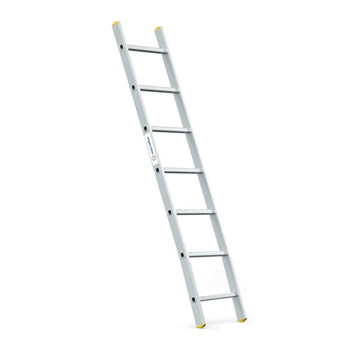 Escalera simple StablePro 7 peldaños de aluminio, ligera y duradera, altura máxima de trabajo 2,95 m, garantía de 5 años, carga máxima 150 kg, Hostrom