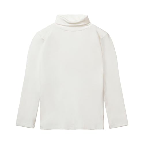 Mud Kingdom Little Boy Girl Thermal Turtleneck Tee with Ribbed Knit Design Cozy Base Layer White Size 7-8