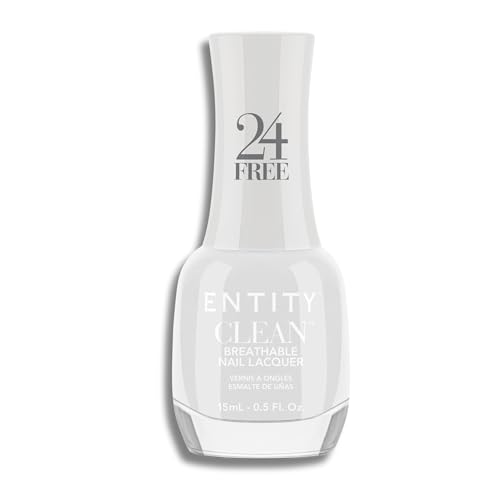 Entity Clean Cotton Cutie Breathable Nail Lacquer, 0.5 oz, Vegan and Cruelty Free Nail Polish with Added Biotin, Halal Fingernail Polish, White Nail Polish