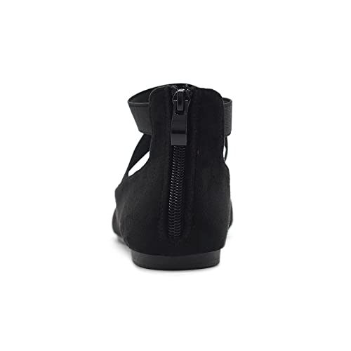 Ollio Women's Faux Suede Elastic Ankle Strap Pointed Toe Ballet Flats F1674