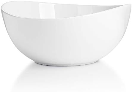 Sweese 104.101 Porcelain Bowl - 42 Ounce for Cereal, Salad and Popcorn - Set of 1, White