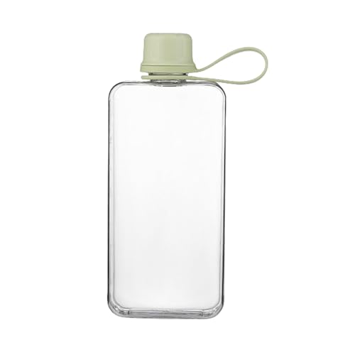 水筒 ウォーターボトル 軽量 透明 洗いやすい ウォーターボトル 子供 男の子 女の子 水筒 持ち手付き 携帯用軽い 漏れない水筒 再利用可能で平たいスリムな 水ボトル (グリーン,400ml)