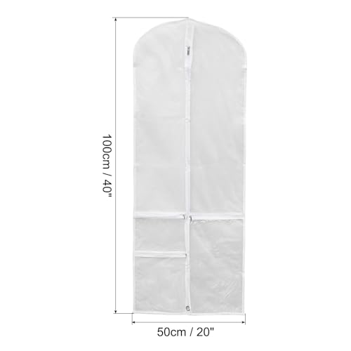 PATIKIL Garment Bags for Dance Costumes, 40x20 Inch Hanging Garment Bag with 4 Pockets Name Tag for Dancing Skating, Clear2