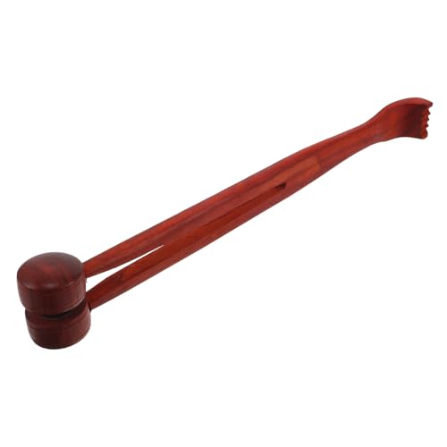 ibasenice Rascador de Espalda de Madera Roja 43 Cm, Masajeador Corporal Manual Multifuncional con Martillo de Percusión, Herramienta Ergonómica para Alivio de Picazón y Relajación Muscular