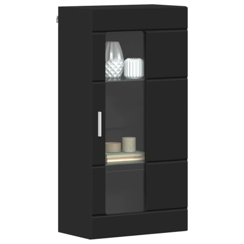 Armario de madera para salon pequeño con amplio almacenamiento negro mate Mangloder de interior 3