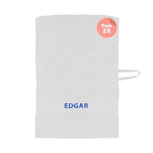 PRONENS. Pack 2 Toallas Guardería con Nombre Bordado Personalizable - Suaves, Absorbentes y Resistentes – 100% algodón – Colgador – Secado Fácil – 30x50cm (Blanco)