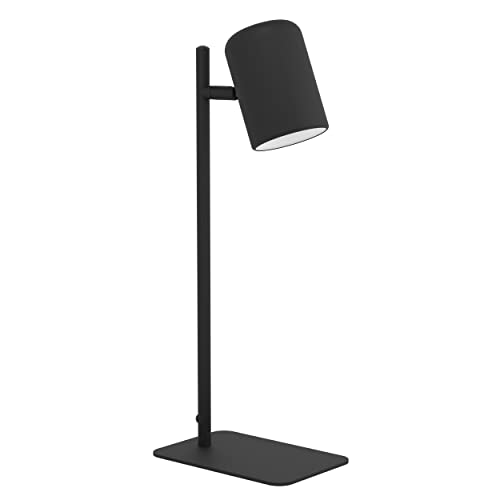 Eglo Led lampada da tavolo Ceppino, lampada da scrivania minimalista, lampada da tavolo in metallo, lampada da ufficio in nero, lampada con interruttore, presa GU10