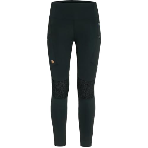 Fjällräven Abisko Women's Trekking Tights - Moisture Wicking Fabric, Lightweight, Comfortable, Stretch - Hiking, Trekking, Black, Large