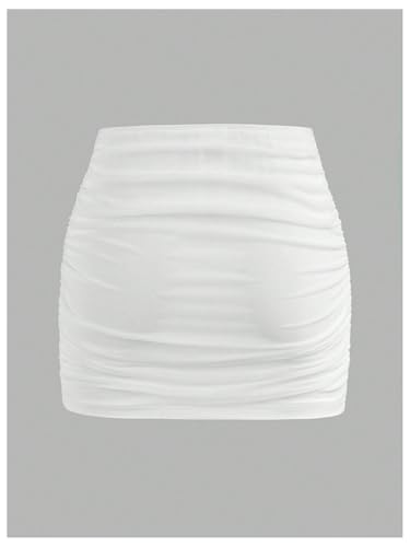 WDIRARA Girl's Ruched Mesh Skirt Bodycon Mini Skirt Stretch Short Skirts2