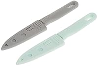 Tovolo Set of 2-8" Paring Knives with Bonus Protective Blade Covers! Great for Cutting Dicing & Slicing Tomatoes, Fruits, Meat & More, Mint & Cool Gray