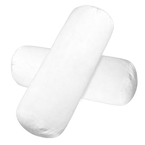 Lnngub 2 fundas largas para almohada cervical, 40 x 15 cm, color blanco, funda extraíble con cremallera, cojín cilíndrico para almohadas de espuma viscoelástica y ruedas para almohada cervical