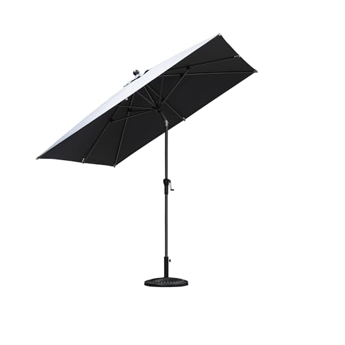 Image of PURPLE LEAF Patio Market Umbrella 8' x 8' Square Tilt Gray 8 Ribs Outdoor