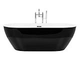 Stilvolle Acryl Badewanne oval freistehend schwarz mit Überlauf 150x75cm Carrera